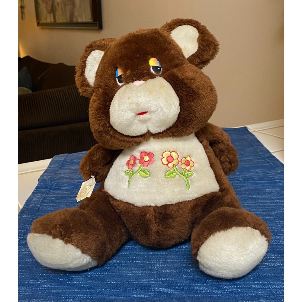Vintage A Hug Me Home Collectible Plush Bear Newman Colorful Flowers Floral 50B